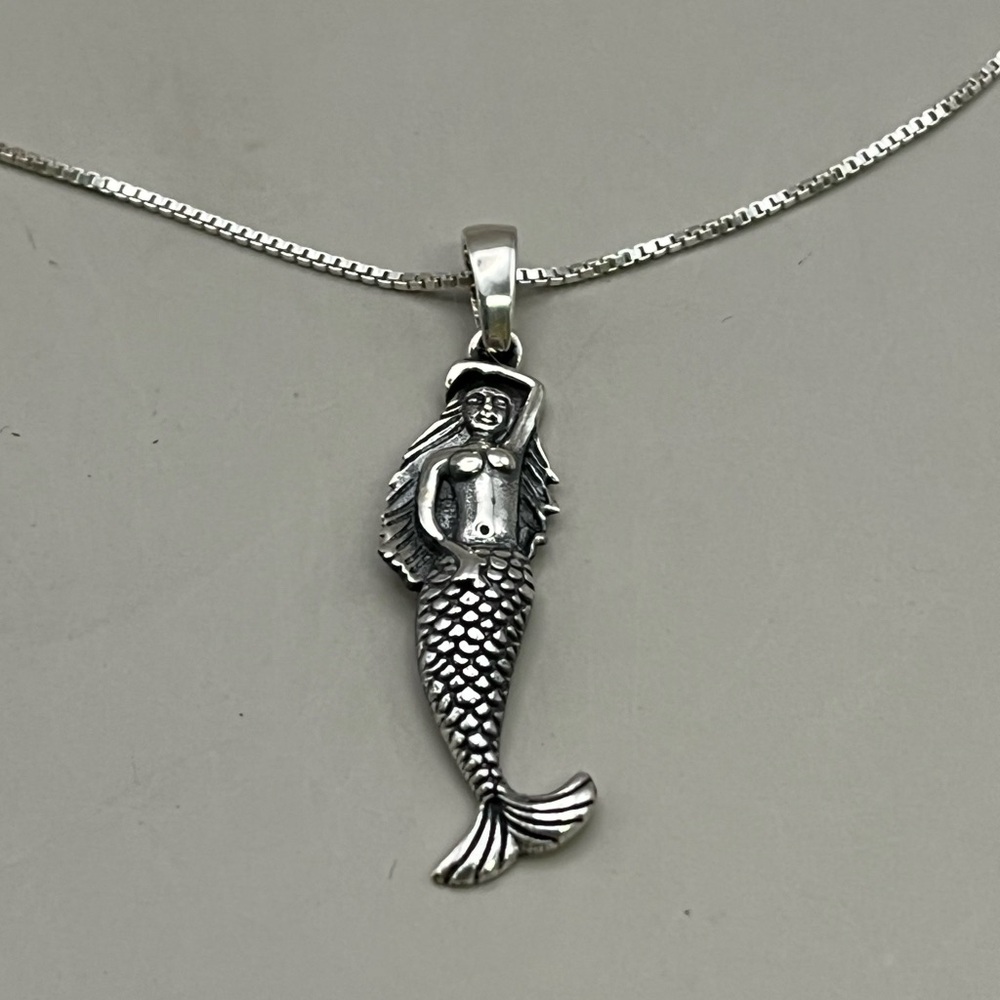 Sterling Silver Mermaid Necklace with Intricate Design